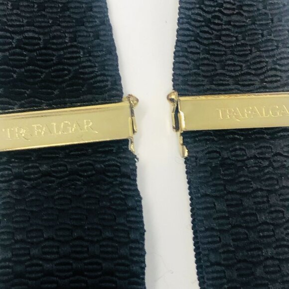 Trafalgar Men's Suspenders Braces - Black Pebbled & Burgundy Leather Adjustable - Picture 5 of 9